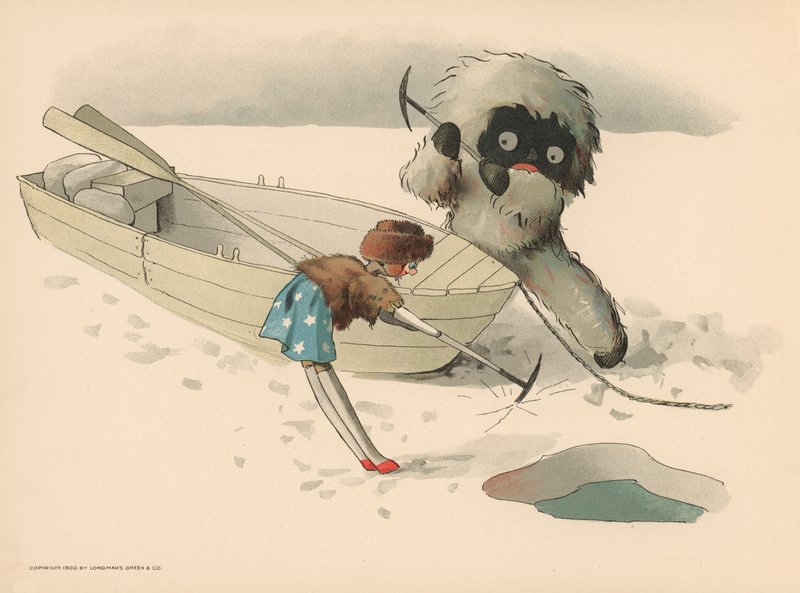 Kuvitus The Golliwoggs Polar Adventuresista tekijältä Florence K. Upton