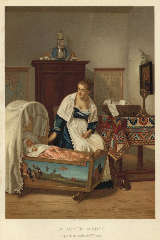 Nuori äiti (chromolitho) tekijältä Florent Willems