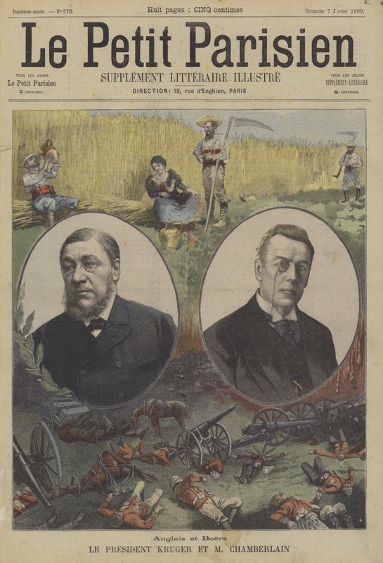 Britit ja buurit: Transvaalin presidentti Kruger ja siirtomaista vastaava Britannian ulkoministeri Joseph Chamberlain tekijältä Fortune Louis Meaulle