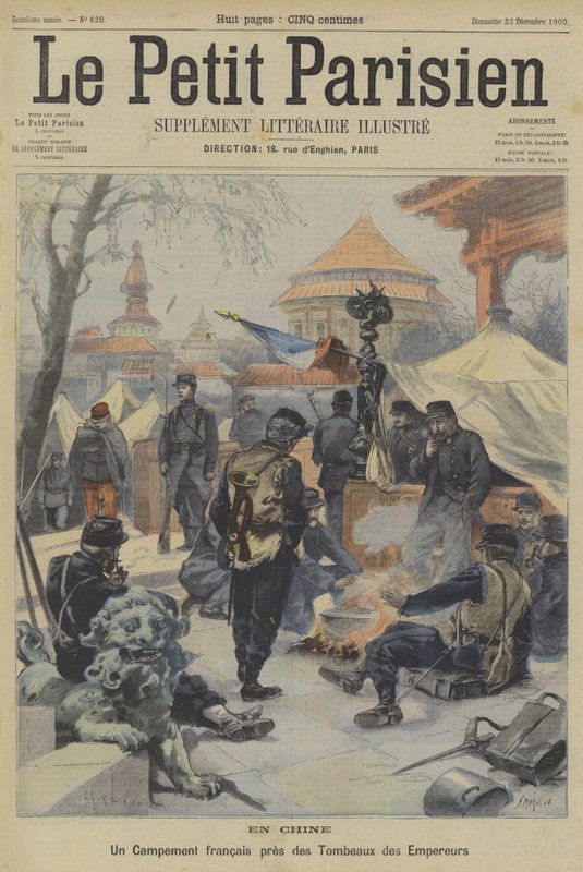 Boxer Rebellion: ranskalaisten sotilaiden leiri lähellä Kiinan keisarien hautoja tekijältä Fortune Louis Meaulle