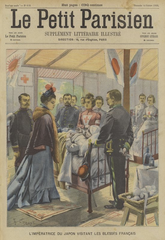 Boxer Rebellion: Japanin keisarinna vierailee ranskalaisten haavoittuneiden luona tekijältä Fortune Louis Meaulle