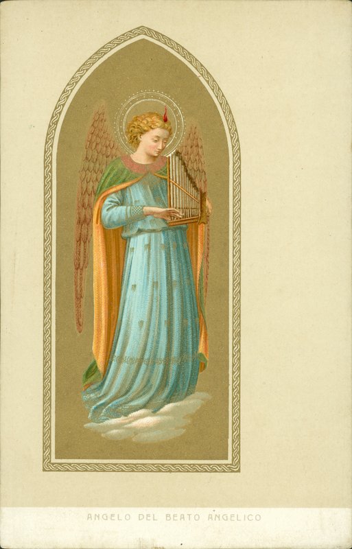 Enkeli soittaa soitinta (chromolitho) tekijältä Fra (after) Angelico