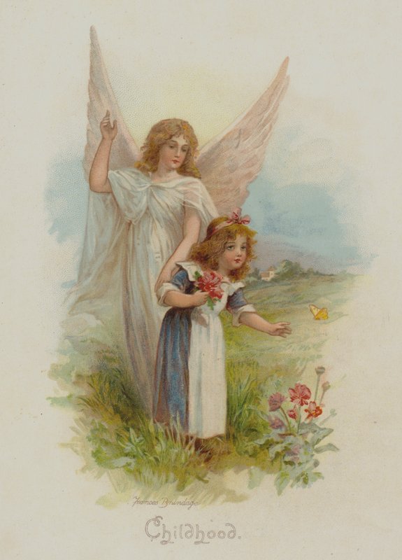 Lapsuus (chromolitho) tekijältä Frances Brundage