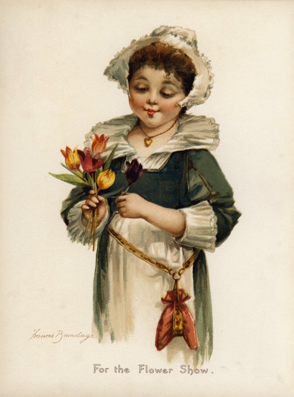 Kukkanäyttelyyn (väri litho) tekijältä Frances Brundage