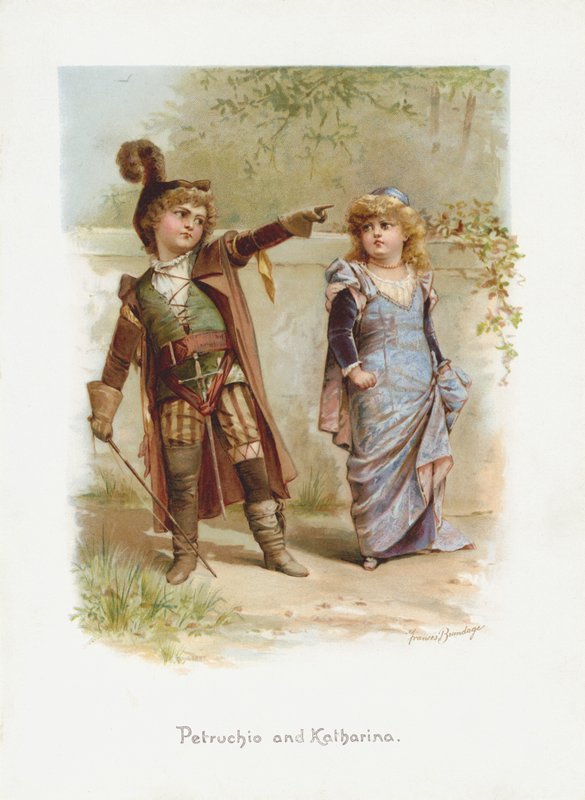 Petruchio ja Katharina (chromolitho) tekijältä Frances Brundage
