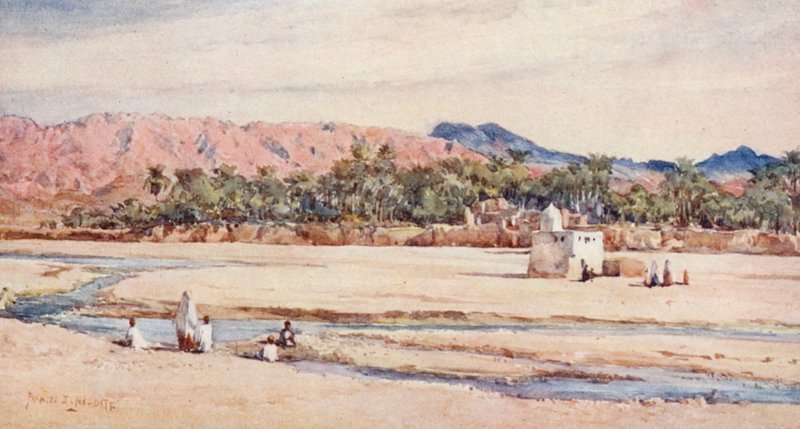 Saharan joki (värilitografia) tekijältä Frances Nesbitt
