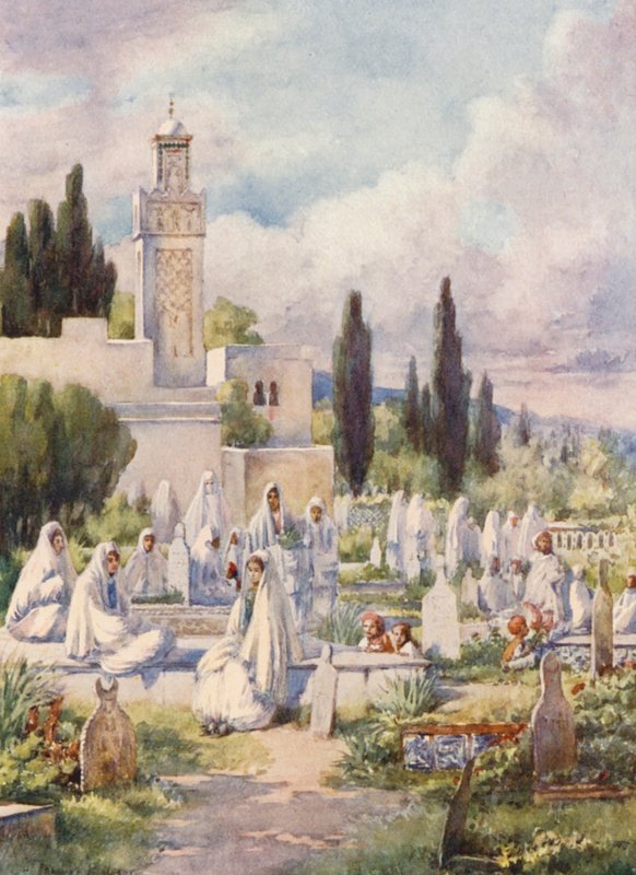 Perjantai hautausmaalla, Alger (värilitografia) tekijältä Frances Nesbitt