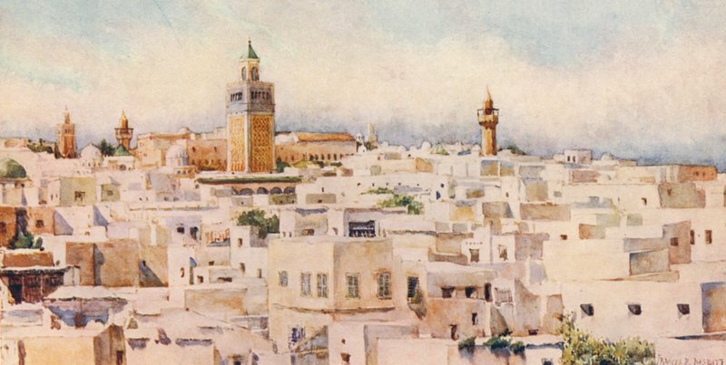 Tunis (värilitografia) tekijältä Frances Nesbitt