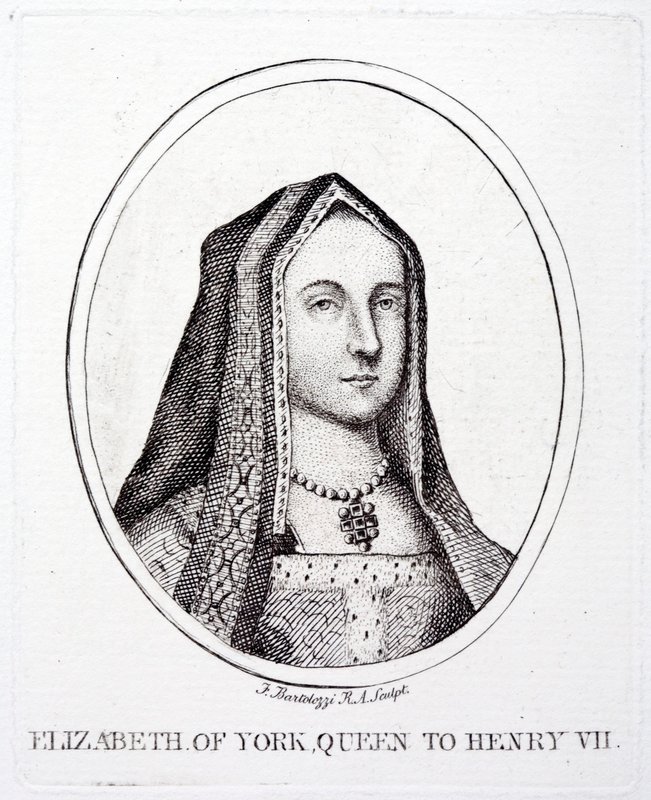 Elizabeth of York, kuningas Henrik VII:n kuningatar puoliso (kaiverrus) tekijältä Francesco (after) Bartolozzi