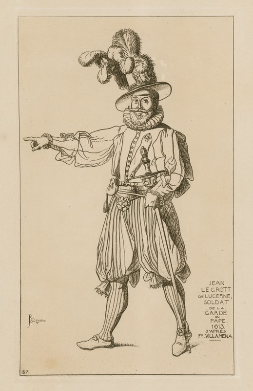 Jean le Grott Luzernista, paavin vartija, 1613 tekijältä Francesco Villamena