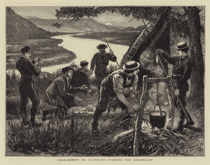 Englantilaiset Coloradossa kalastamassa aamiaista tekijältä Francis S. Walker