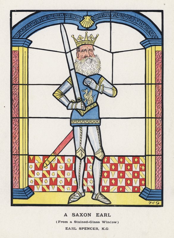 Saxon Earl, lasimaalauksesta, Earl Spencer (väri litho) tekijältä Francis Carruthers Gould
