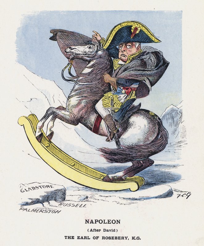 Napoleon, Davidin jälkeen, Earl of Rosebery (väri litho) tekijältä Francis Carruthers Gould