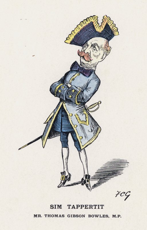 Sim Tappertit, Thomas Gibson Bowles (väri litho) tekijältä Francis Carruthers Gould
