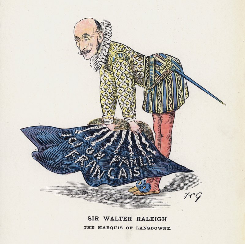 Sir Walter Raleigh, Lansdownen markiisi (väri litho) tekijältä Francis Carruthers Gould