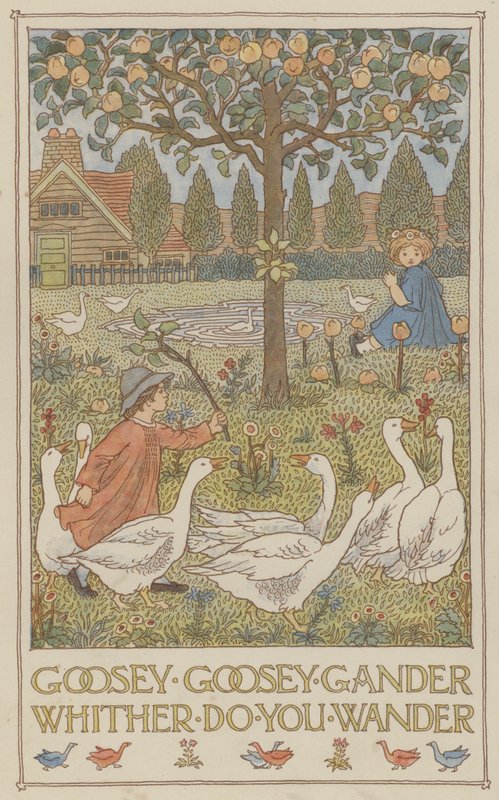 Goosey goosey gander whither do you wander (väriliitossa) tekijältä Francis Donkin Bedford