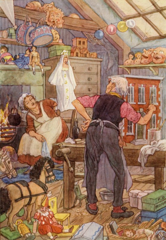 Charles Dickensin The Cricket on the Hearth -teoksen kuvitus (värilitografia). tekijältä Francis Donkin Bedford