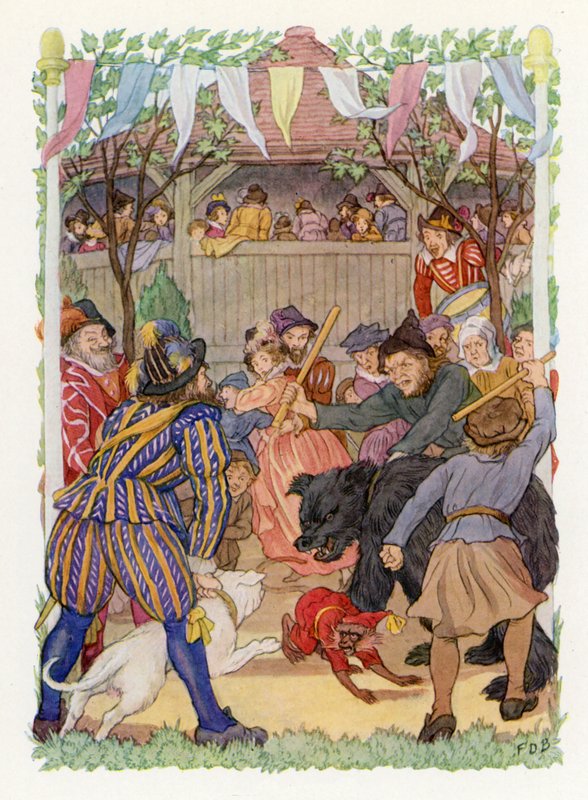 Merrie England: Bear Baiting the Bear (värilitografia): Baiting the Bear (värilitografia) tekijältä Francis Donkin Bedford