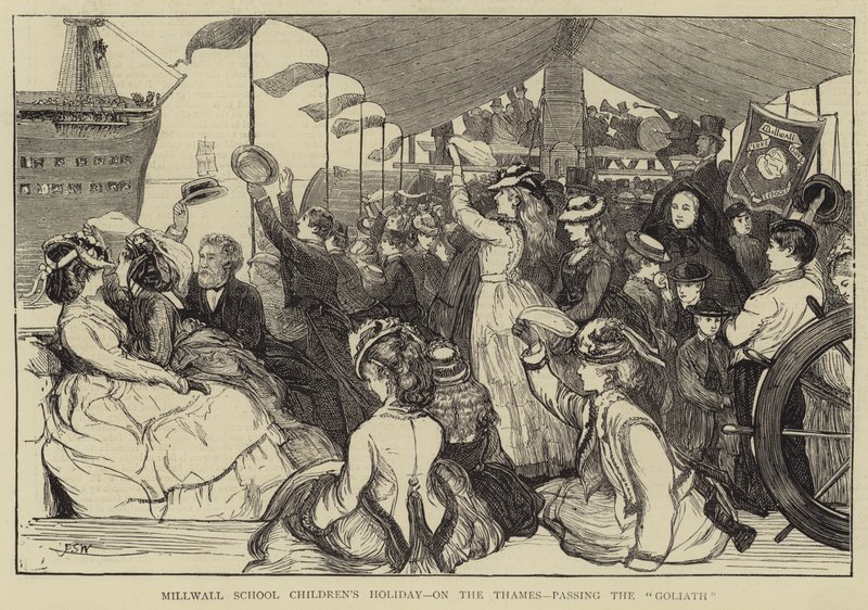 Millwall-koulun lasten loma, Thames-joella, ohittamalla Goljatin tekijältä Francis S. Walker