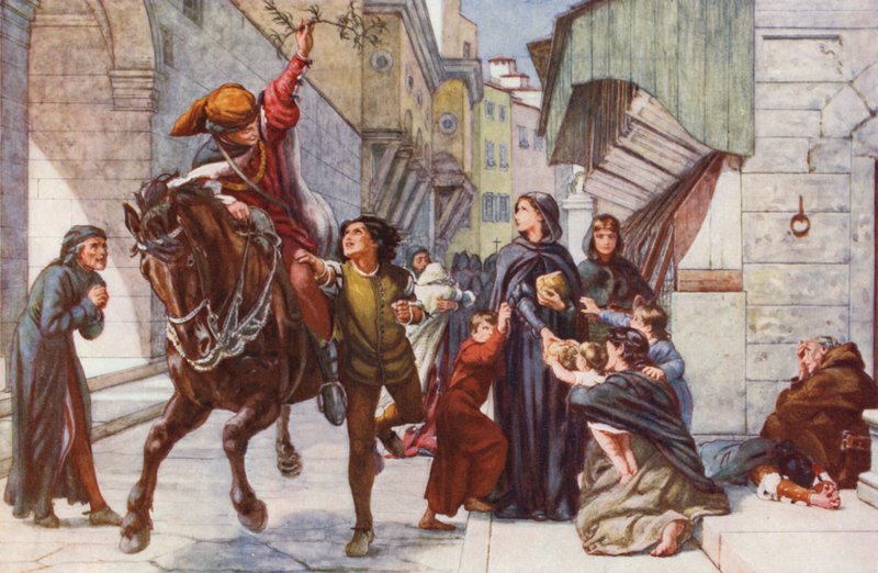 Helpotusta tuovat uutiset Firenzeen (värillinen litografia) tekijältä Francis William (after) Topham