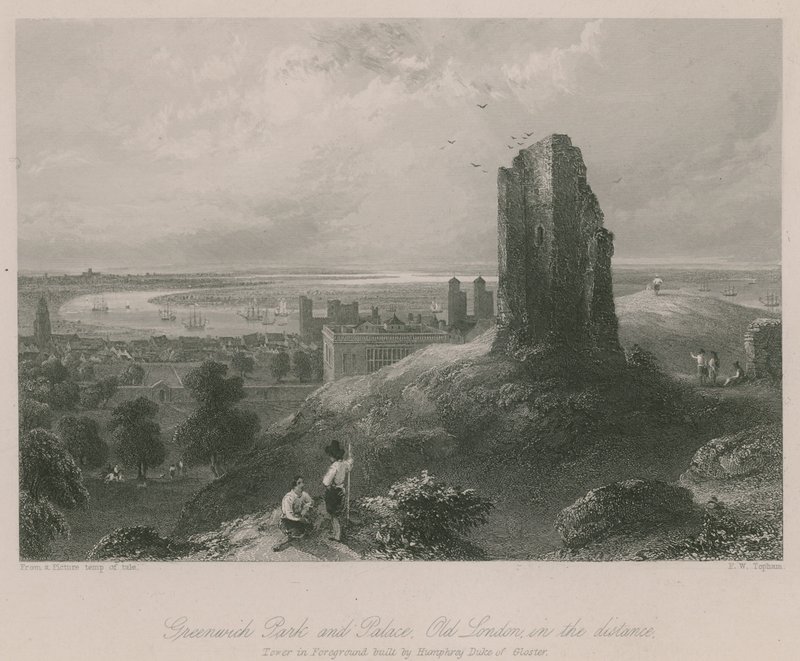 Greenwich Park and Palace, Vanha Lontoo etäisyydellä tekijältä Francis William Topham