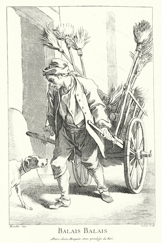 Luudan myyjä (kaiverrus) tekijältä Francois (after) Boucher