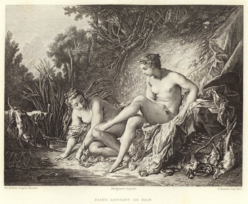 Diane lähtee kylpylästä (kaiverrus) tekijältä Francois (after) Boucher