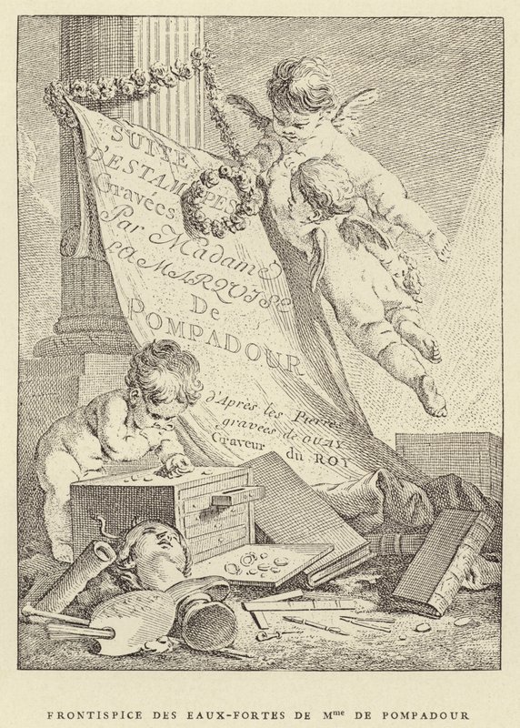 Madame de Pompadourin etsauksen etupuoli (kaiverrus) tekijältä Francois (after) Boucher