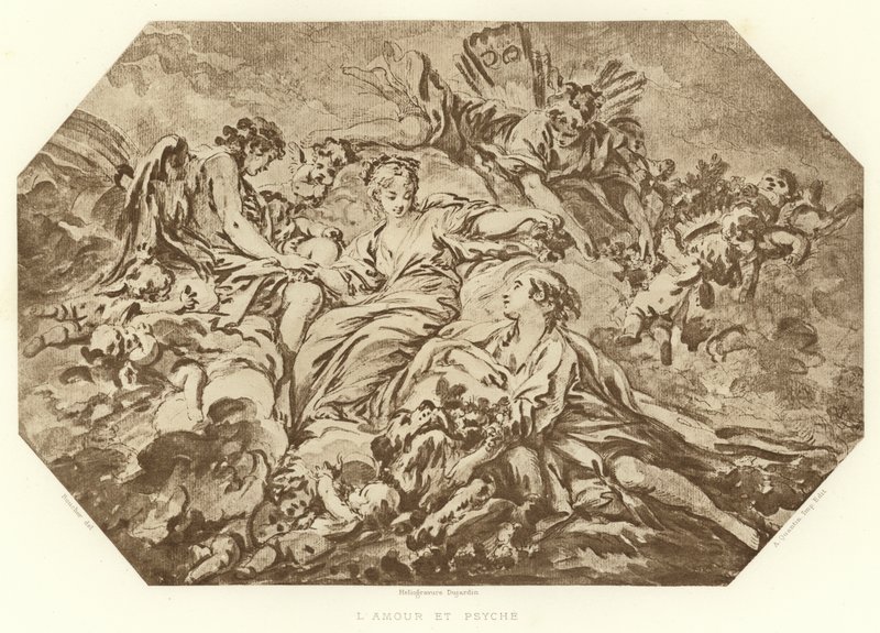Cupid and Psyche (kaiverrus) tekijältä Francois (after) Boucher