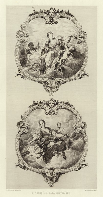 Tähtitiede, retoriikka (kaiverrus) tekijältä Francois (after) Boucher