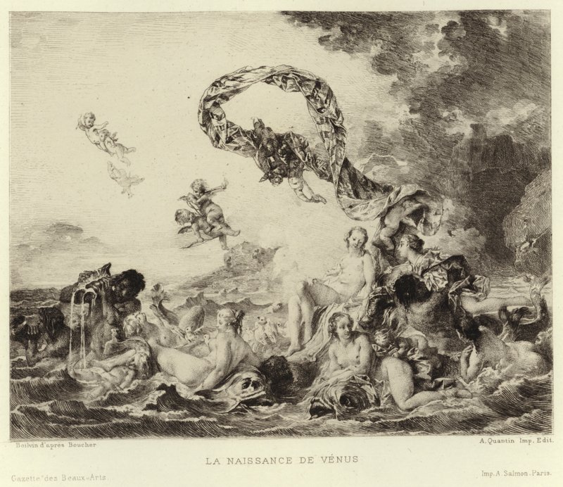 Venuksen syntymä (kaiverrus) tekijältä Francois (after) Boucher
