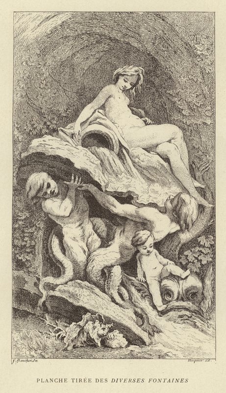 Eri suihkulähteiden lautanen (kaiverrus) tekijältä Francois (after) Boucher