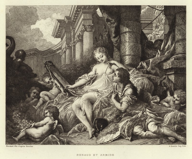 Renaud ja Armide (kaiverrus) tekijältä Francois (after) Boucher