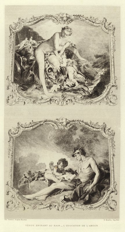 Venus astuu kylpyyn, rakkauden kasvatus (kaiverrus) tekijältä Francois (after) Boucher