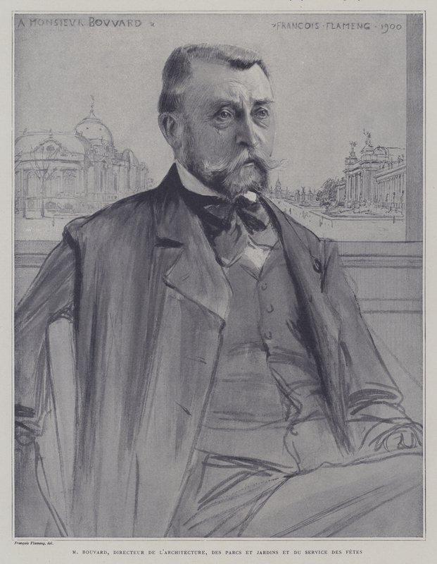 Joseph-Antoine Bouvard, ranskalainen arkkitehti ja hallintovirkamies (litho) tekijältä Francois (after) Flameng