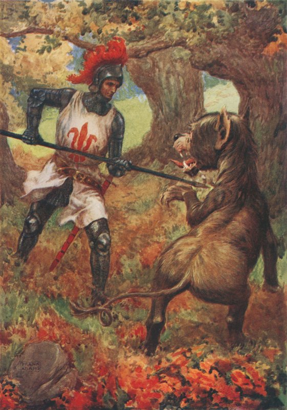 Sir Calidore ja räikeä peto, Edmund Spenserin Faerie Queenesta tekijältä Frank Adams