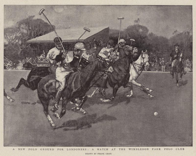 Uusi Polo Ground lontoolaisille, ottelu Wimbledon Park Polo Clubissa tekijältä Frank Craig