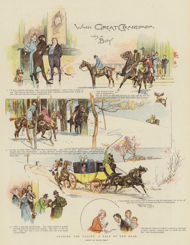 Pöytien kääntäminen, tarina tiestä (chromolitho) tekijältä Frank Craig