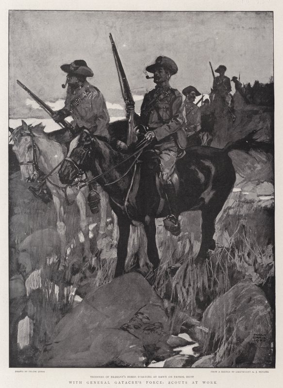 Kenraali Gatacren joukkojen kanssa Scouts at Work tekijältä Frank Craig