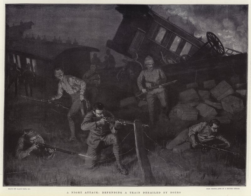 Yöhyökkäys, joka puolusti buurien suistumaa junaa tekijältä Frank Dadd