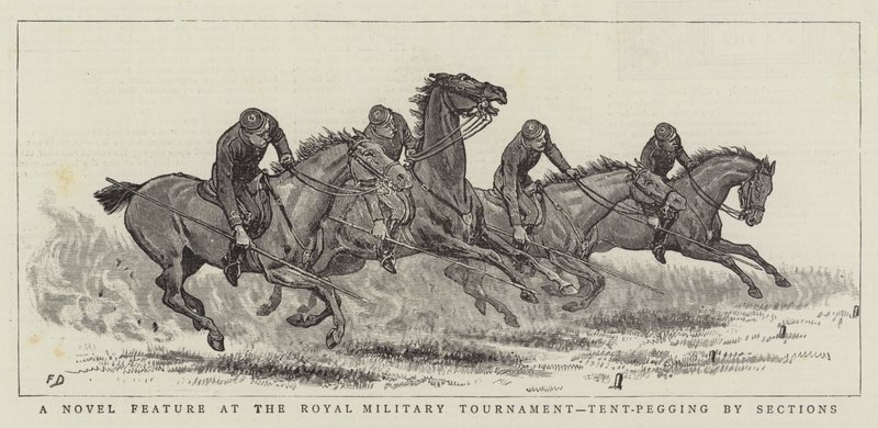 Uusi ominaisuus Royal Military Tournamentissa, telttakiinnitys osittain tekijältä Frank Dadd