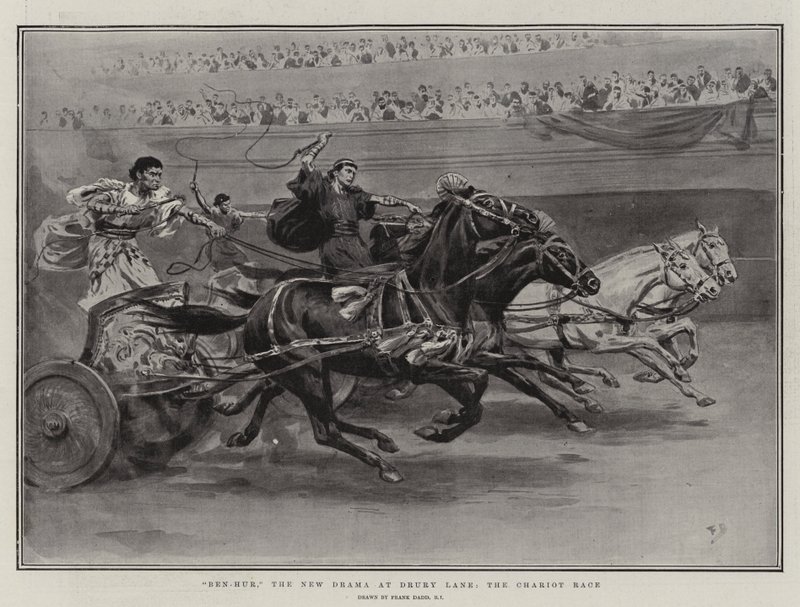 Ben-Hur, uusi draama Drury Lanella, Chariot Race tekijältä Frank Dadd