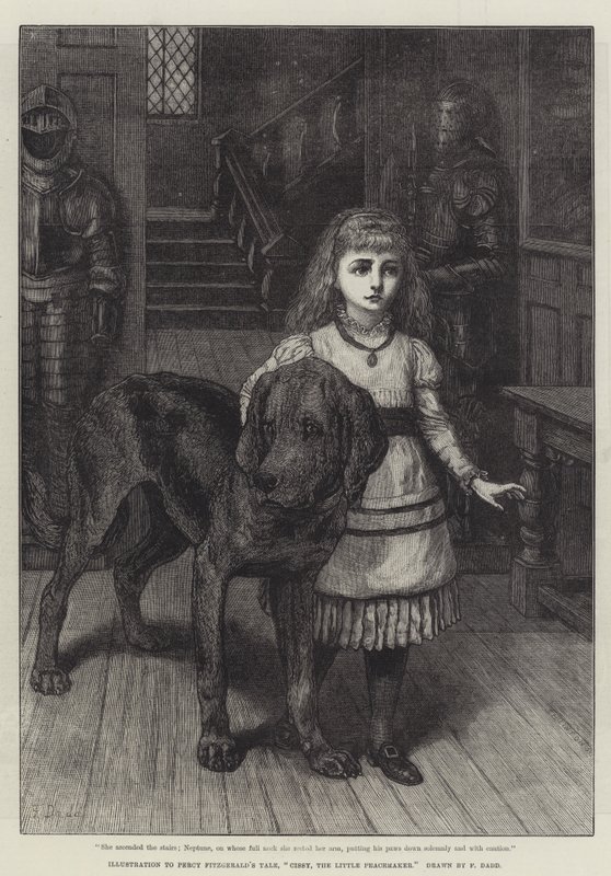 Kuvitus Percy Fitzgeraldin tarinaan, Cissy, Pikku rauhantekijä tekijältä Frank Dadd