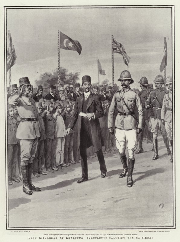 Lord Kitchener Khartumissa, koulupojat tervehtivät entistä Sirdaria tekijältä Frank Dadd