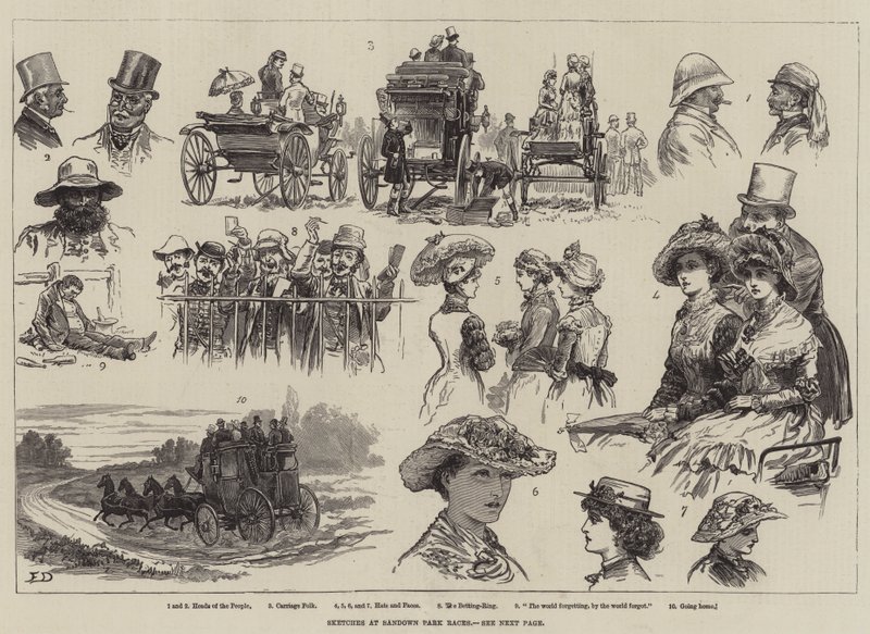 Luonnokset Sandown Park Racesissa tekijältä Frank Dadd