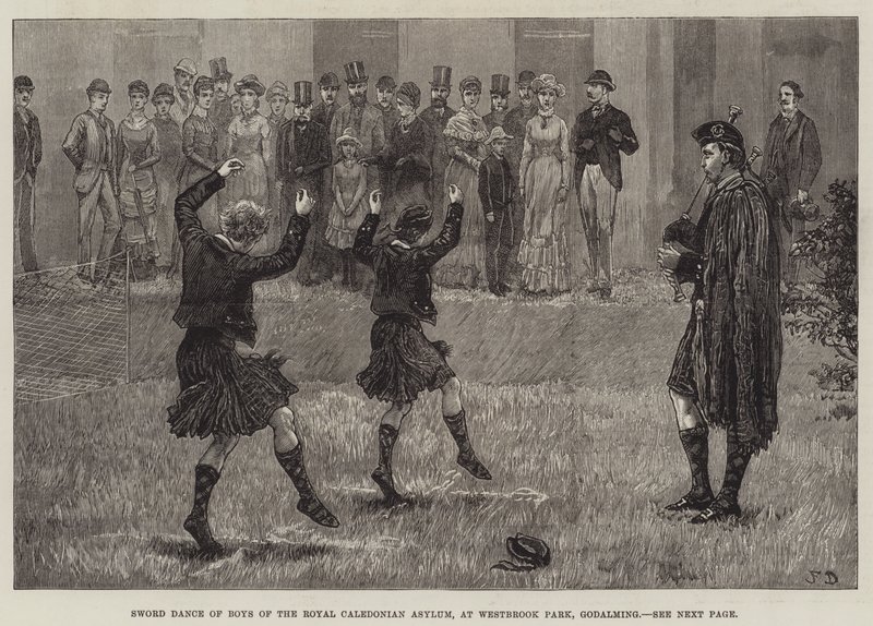 Royal Caledonian Asylumin poikien miekkatanssi Westbrook Parkissa, Godalmingissa tekijältä Frank Dadd