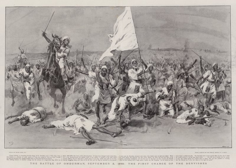 Omdurmanin taistelu, 2. syyskuuta 1898, Dervishien ensimmäinen hyökkäys tekijältä Frank Dadd