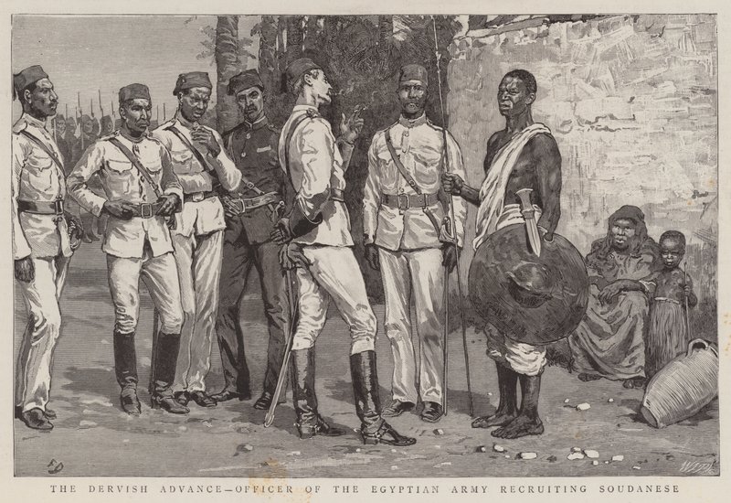Dervish Advance, Egyptin armeijan upseeri, joka värvää sudanilaisia tekijältä Frank Dadd