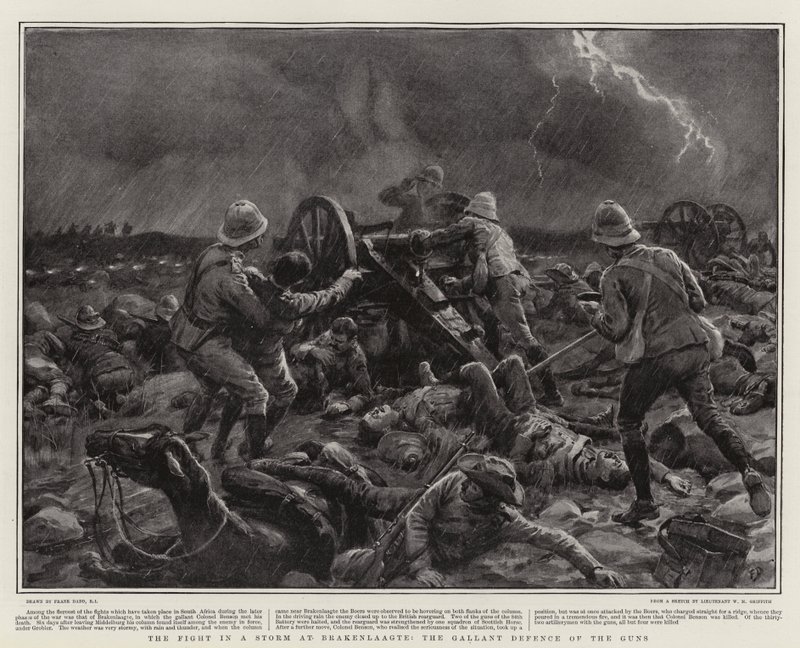 Taistelu Brakenlaagten myrskyssä, tykkien urhea puolustus tekijältä Frank Dadd