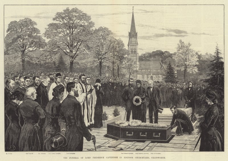 Lord Frederick Cavendishin hautajaiset Edensor Churchyardissa, Chatsworthissa tekijältä Frank Dadd